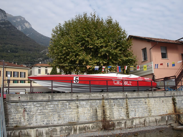 An ex race boat at Tullio's yard